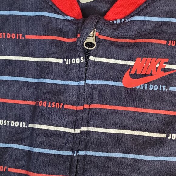 Nike Baby Boys Striped Long Sleeve Onesie with Full Zip & "Just Do It" 9 Mos - Picture 5 of 12